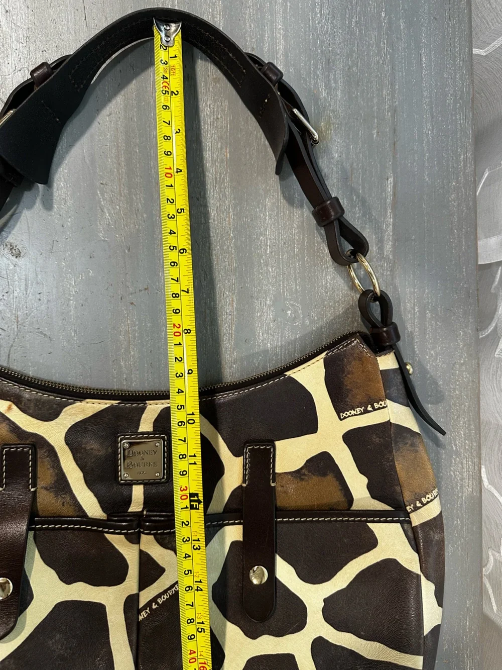 Dooney & Bourke Vintage Safari Giraffe Print Leather Hobo Shoulder Bag